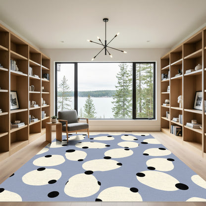 Soft Blue Abstract Blob Cluster Rug