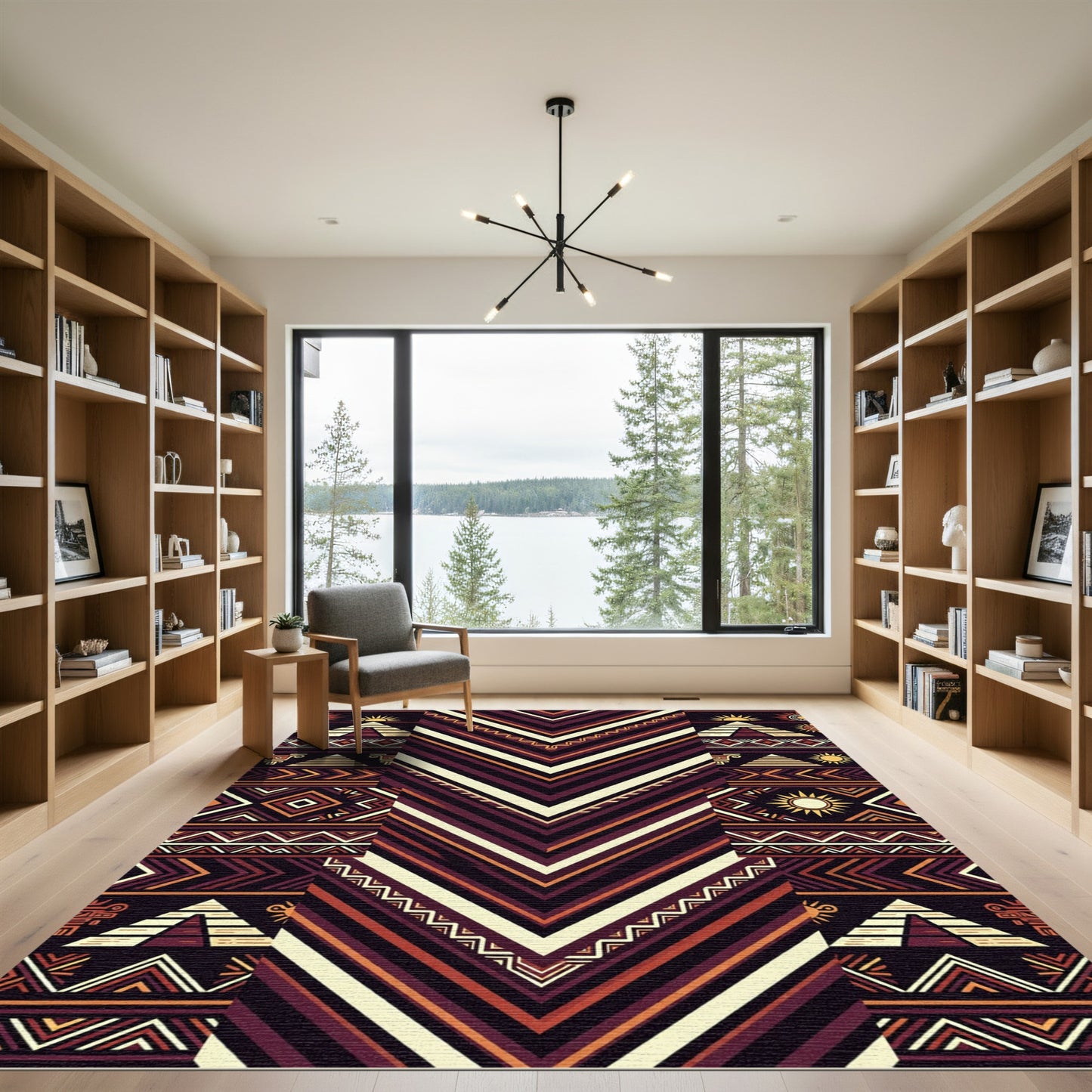 Ancient Aztec Chevron Sun Earthy Area Rug