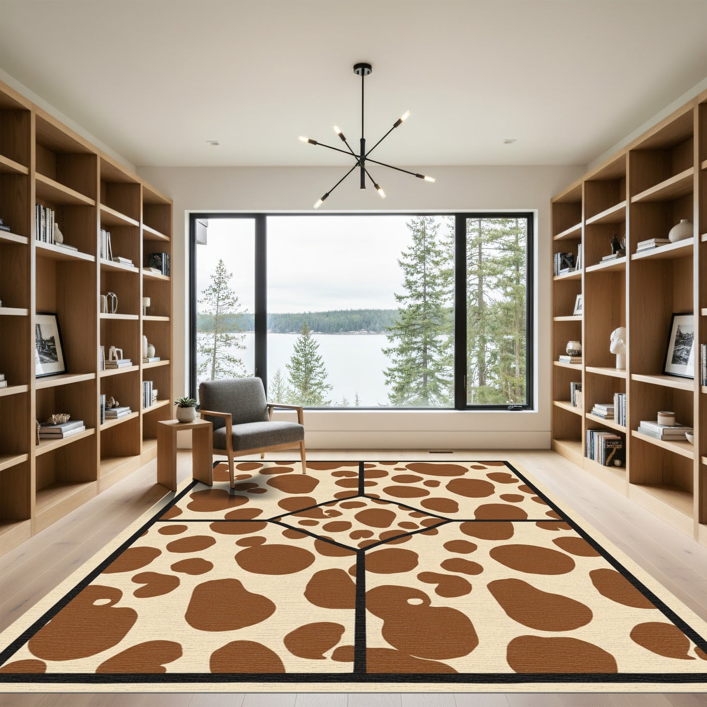 Caramel Brown Spotty Geometric Patchwork Rug