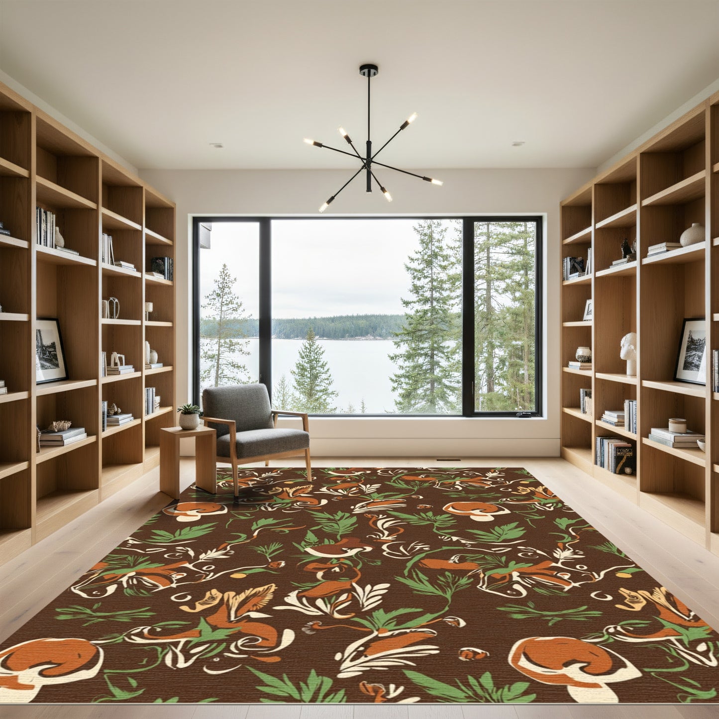 Forest Mushroom Organic Whimsical Flourish Rug
