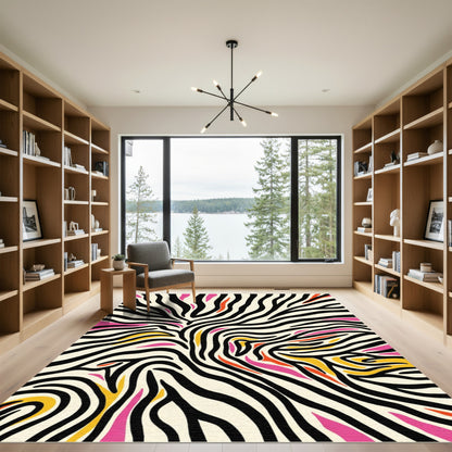 Wild Zebra Stripes with Bright Accents Rug
