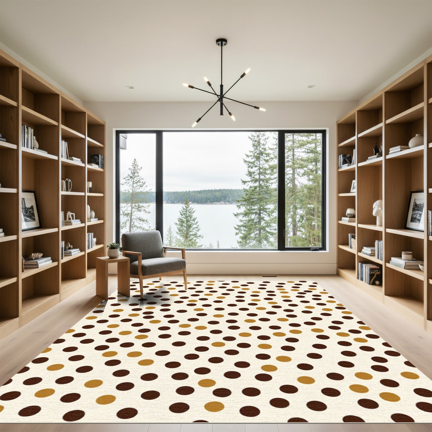 Brown Gold Polka Dot Scatter Rug