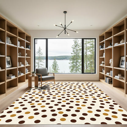 Brown Gold Polka Dot Scatter Rug