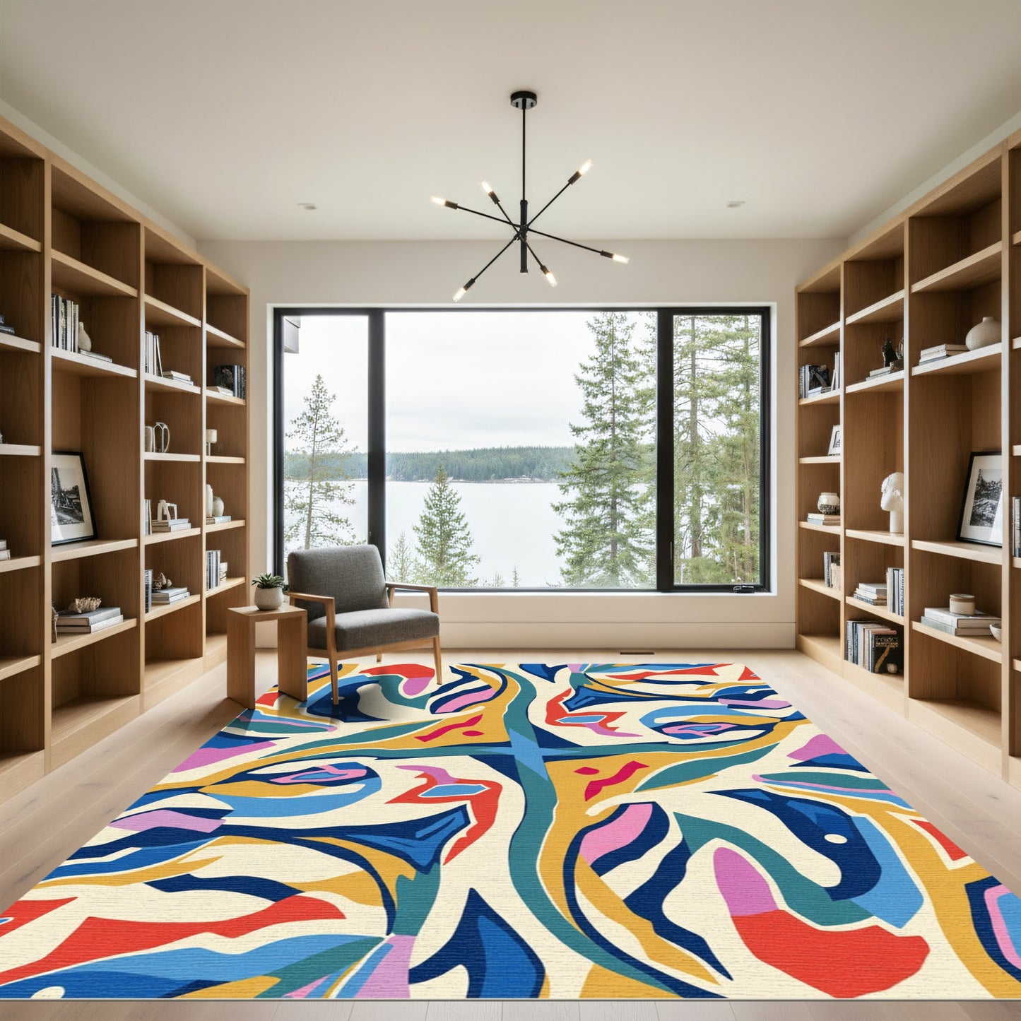 Vibrant Abstract Collage Multi Color Rug