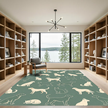 Charming Sage Green Dog and Cat Rug