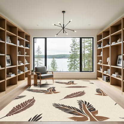Brown Feather Winged Swirl Rug