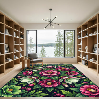 Vibrant Magenta Magnolia Botanical Garden Rug