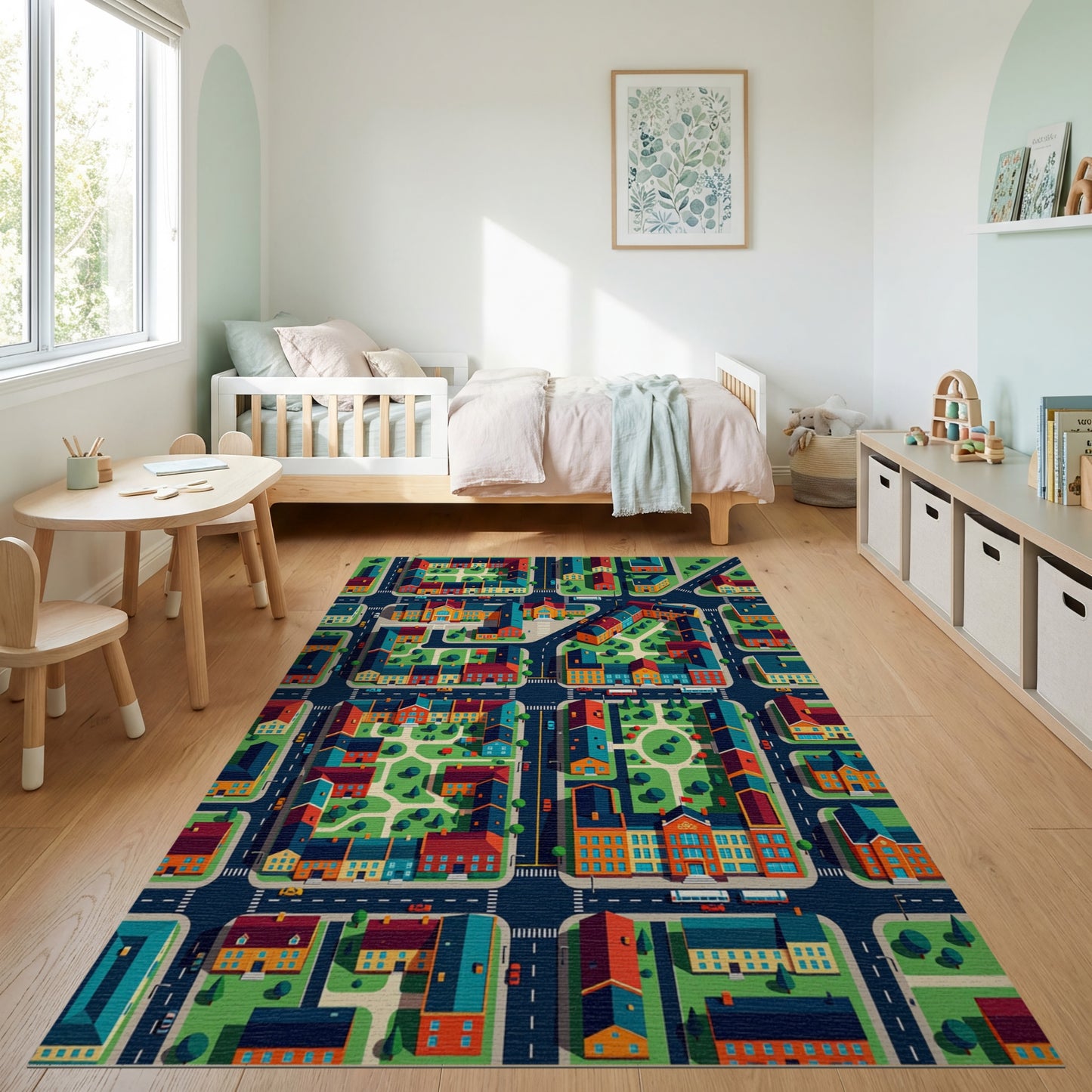 Vibrant Isometric City Neighborhood Rug