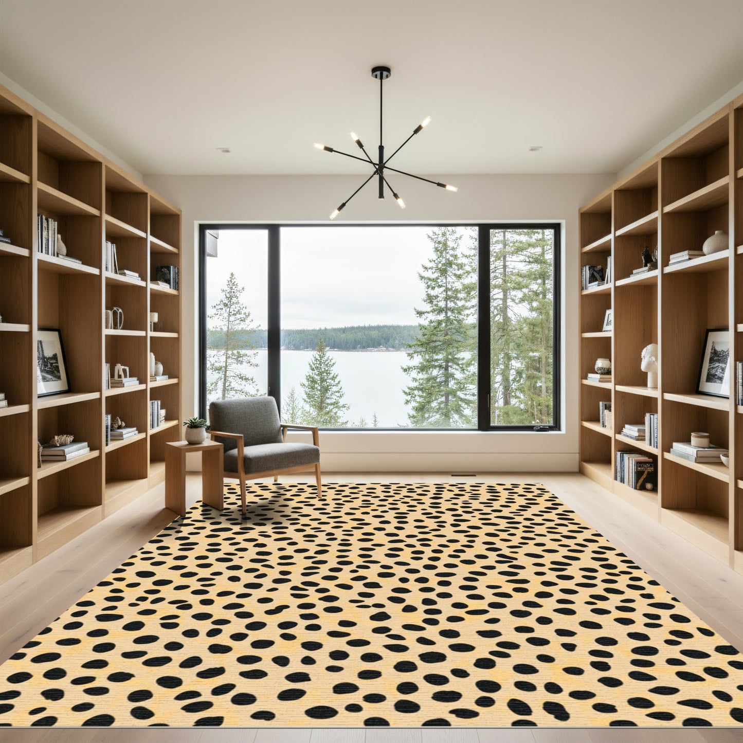 Bold Black Spotted Beige Nap Rug