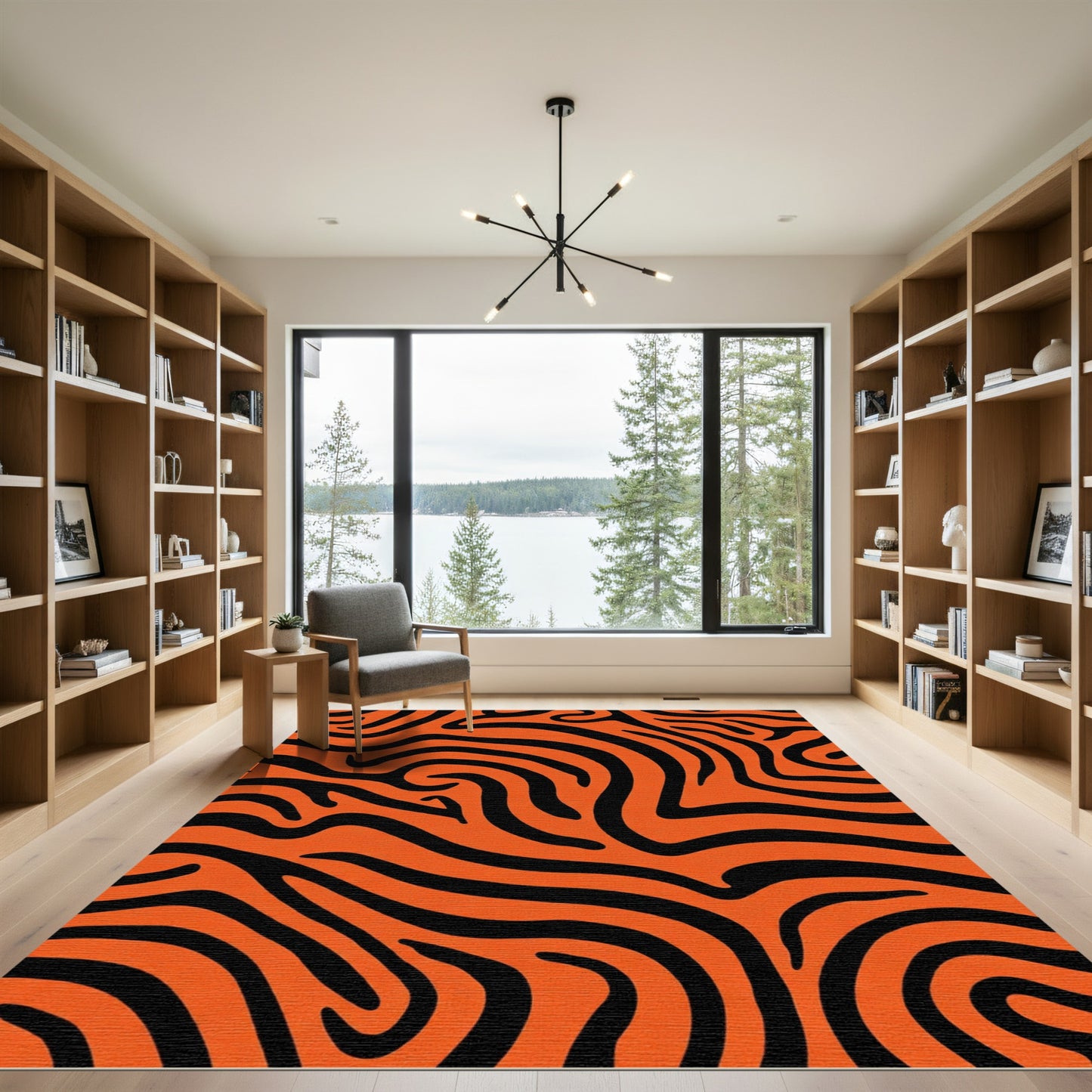 Bold Orange Black Animal Stripes Rug
