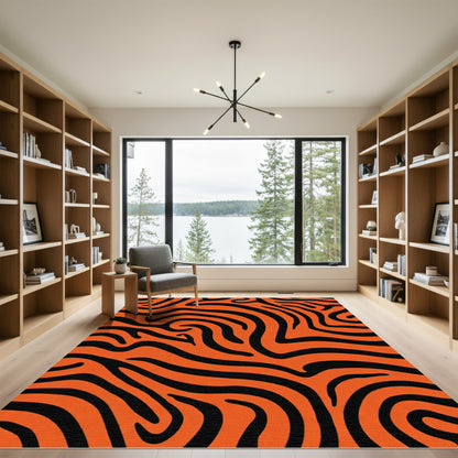 Bold Orange Black Animal Stripes Rug