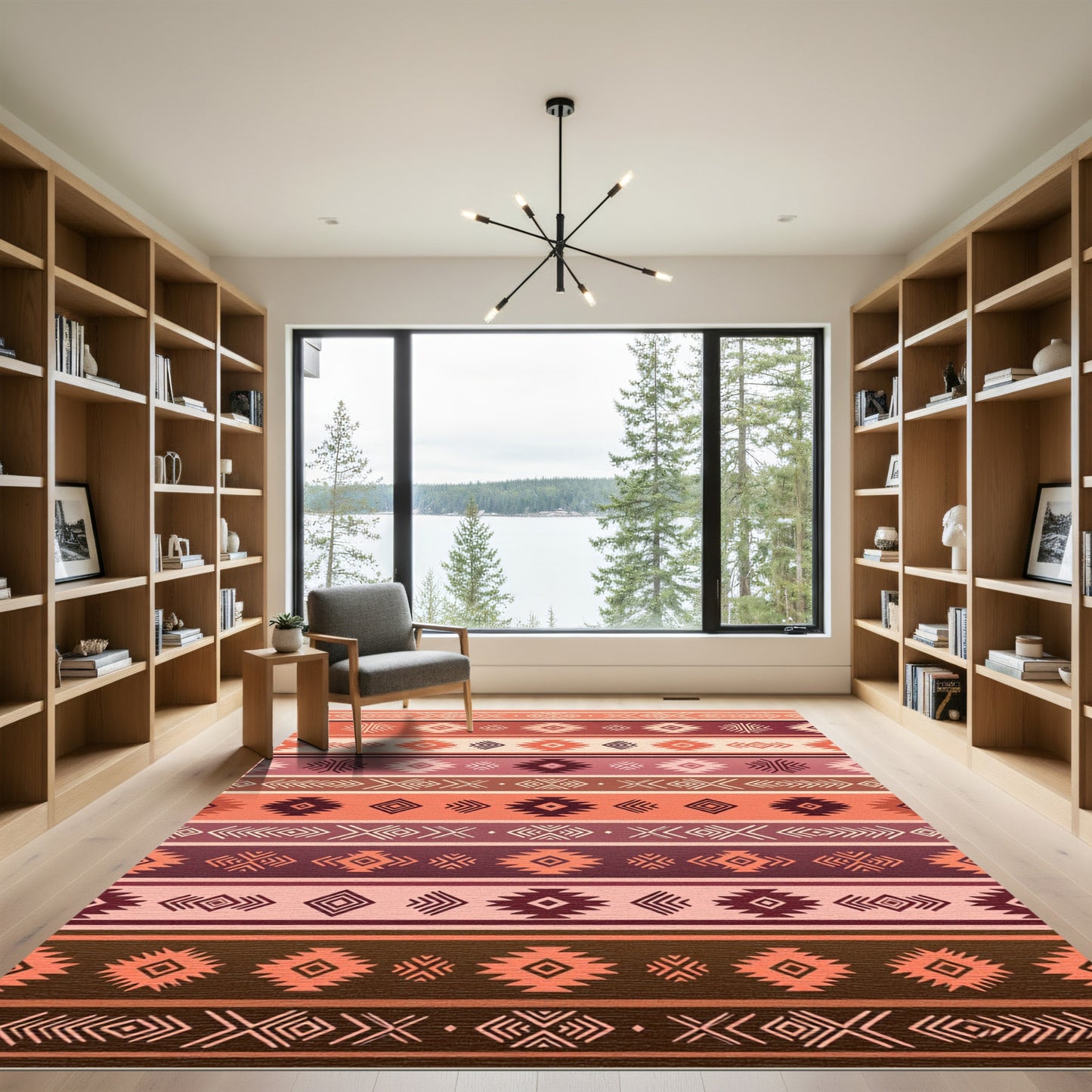 Terracotta Coral Diamond Stripe Rug