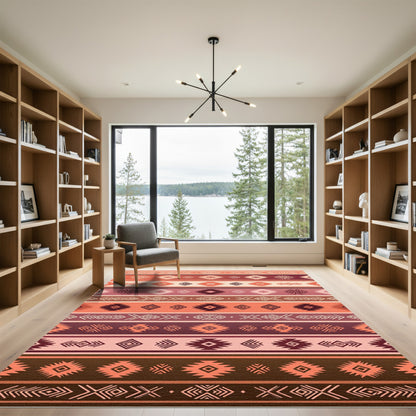 Terracotta Coral Diamond Stripe Rug