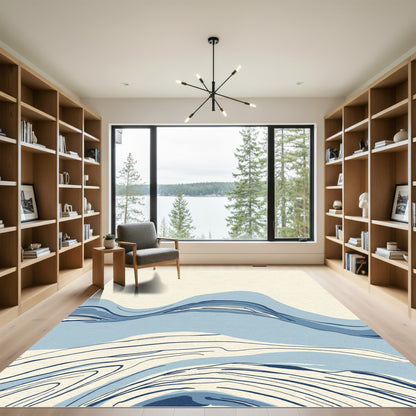 Aqua Abstract Organic Flow Rug