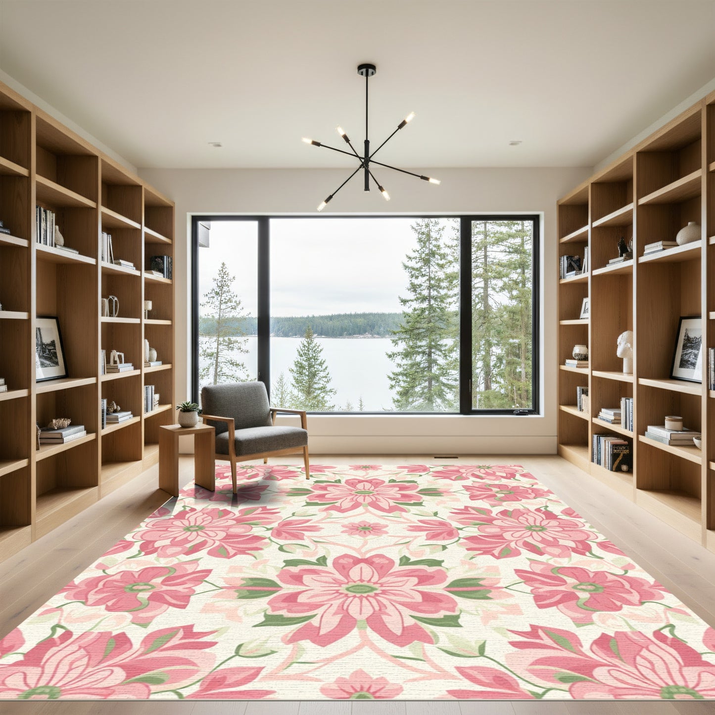 Pale Pink Floral Archway Medallion Rug