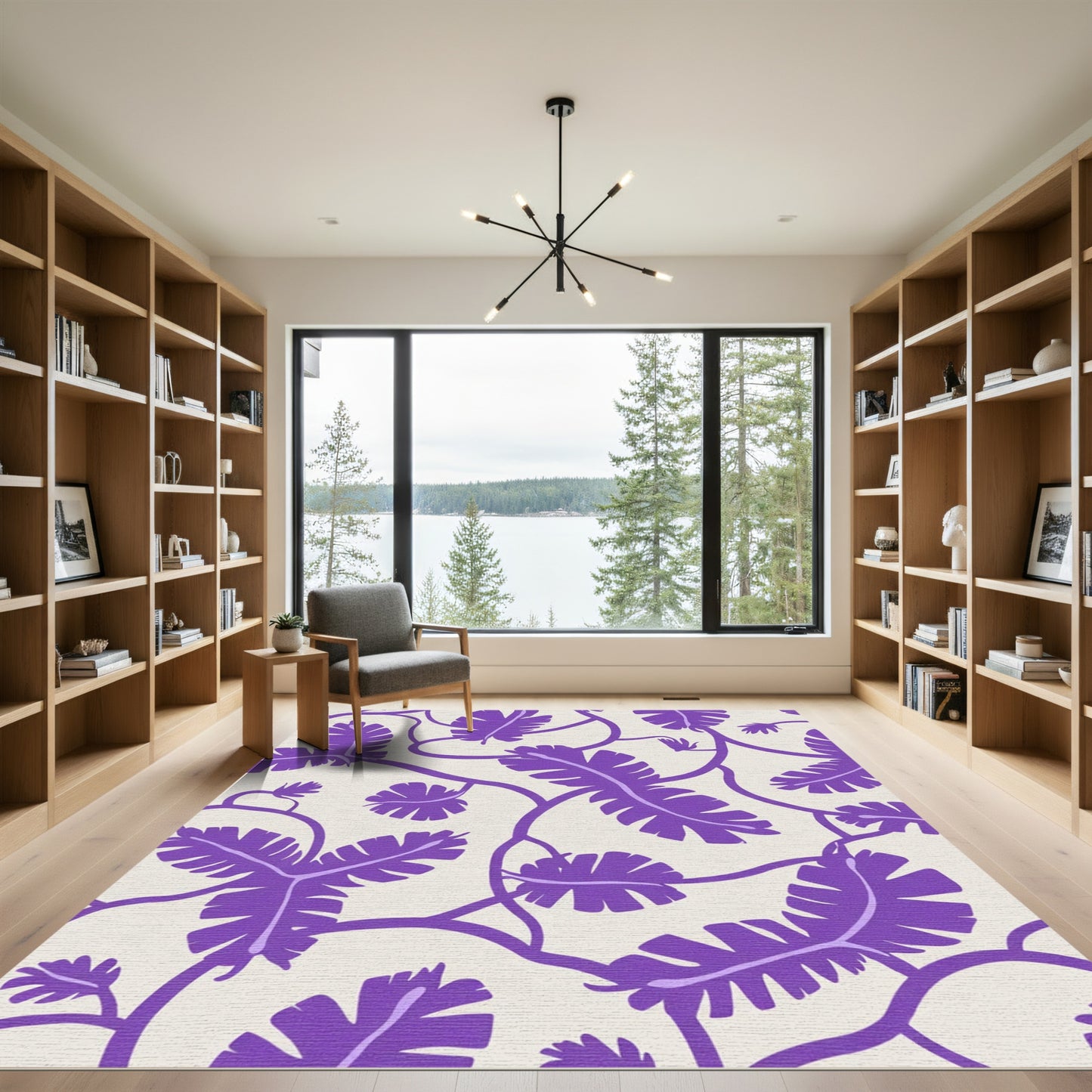 Amethyst tropical vine leaves Rug