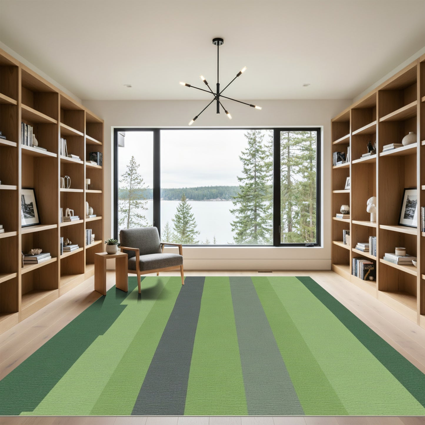 Verdant Green Vertical Stripe Rug