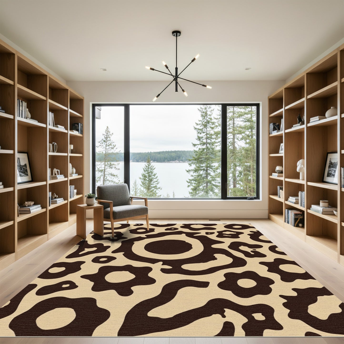 Tan Abstract Organic Shapes Rug