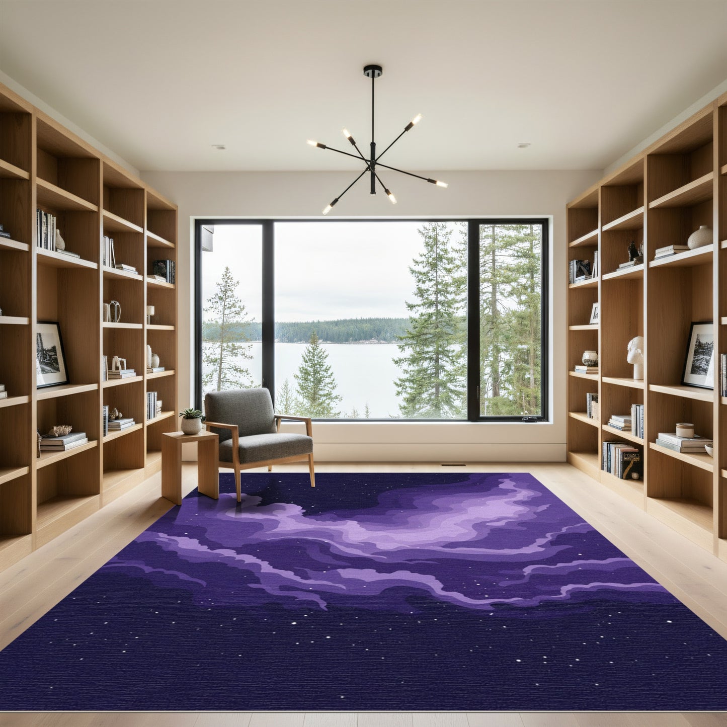 Velvet Purple Swirl Galaxy Clouds Rug