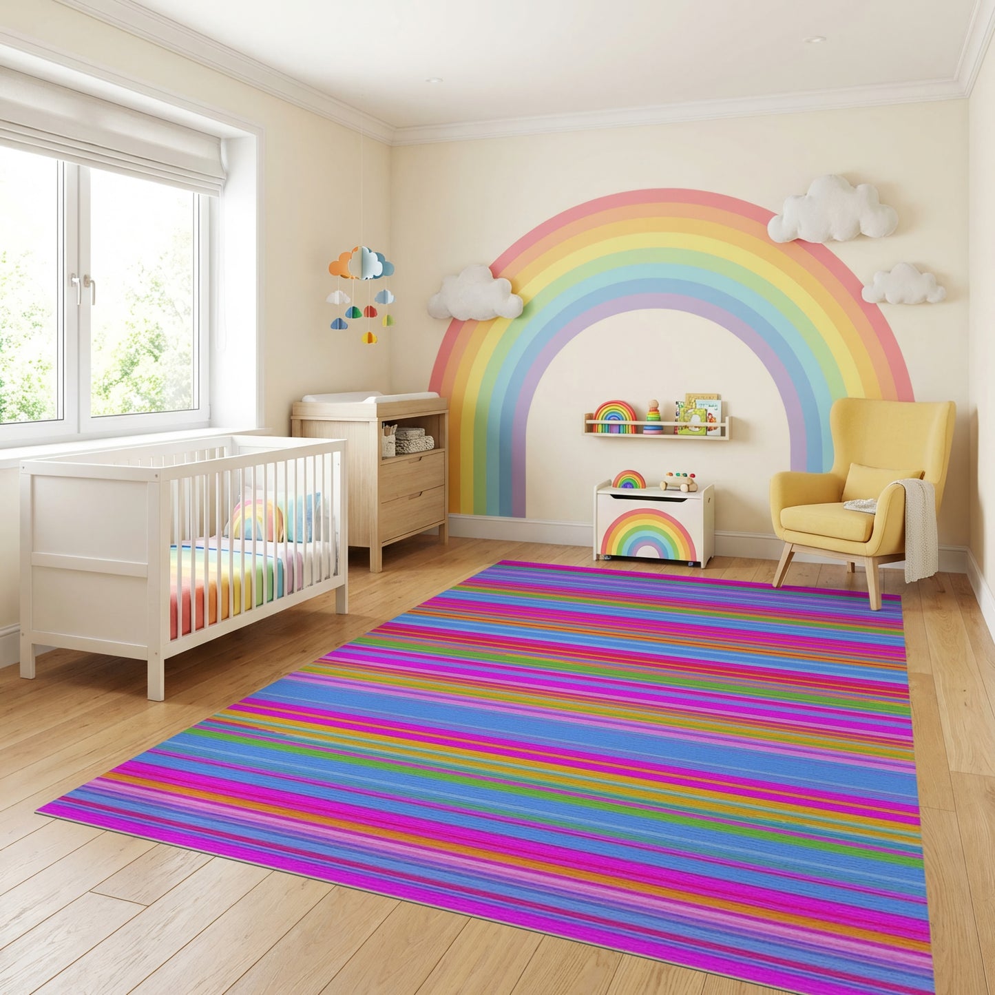 Vibrant Multicolor Horizontal Stripes Rug