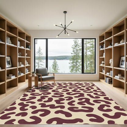 Burgundy Spots Modern Contemporary Rug