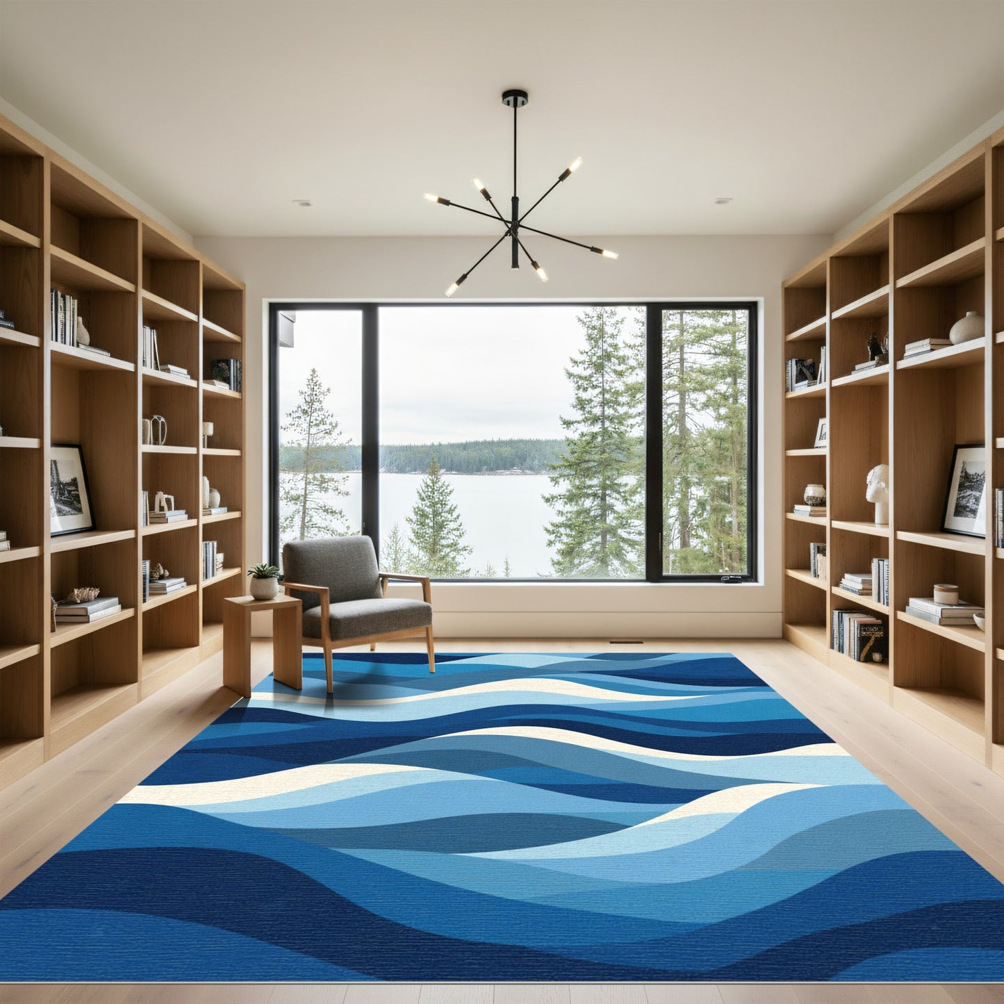 Ocean Blue Wave Layers Rug