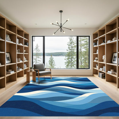 Ocean Blue Wave Layers Rug