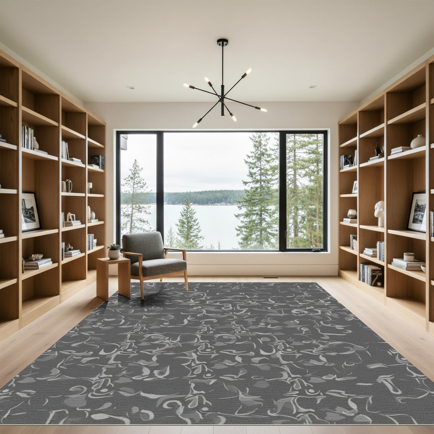 Subtle Gray Abstract Swirl Rug