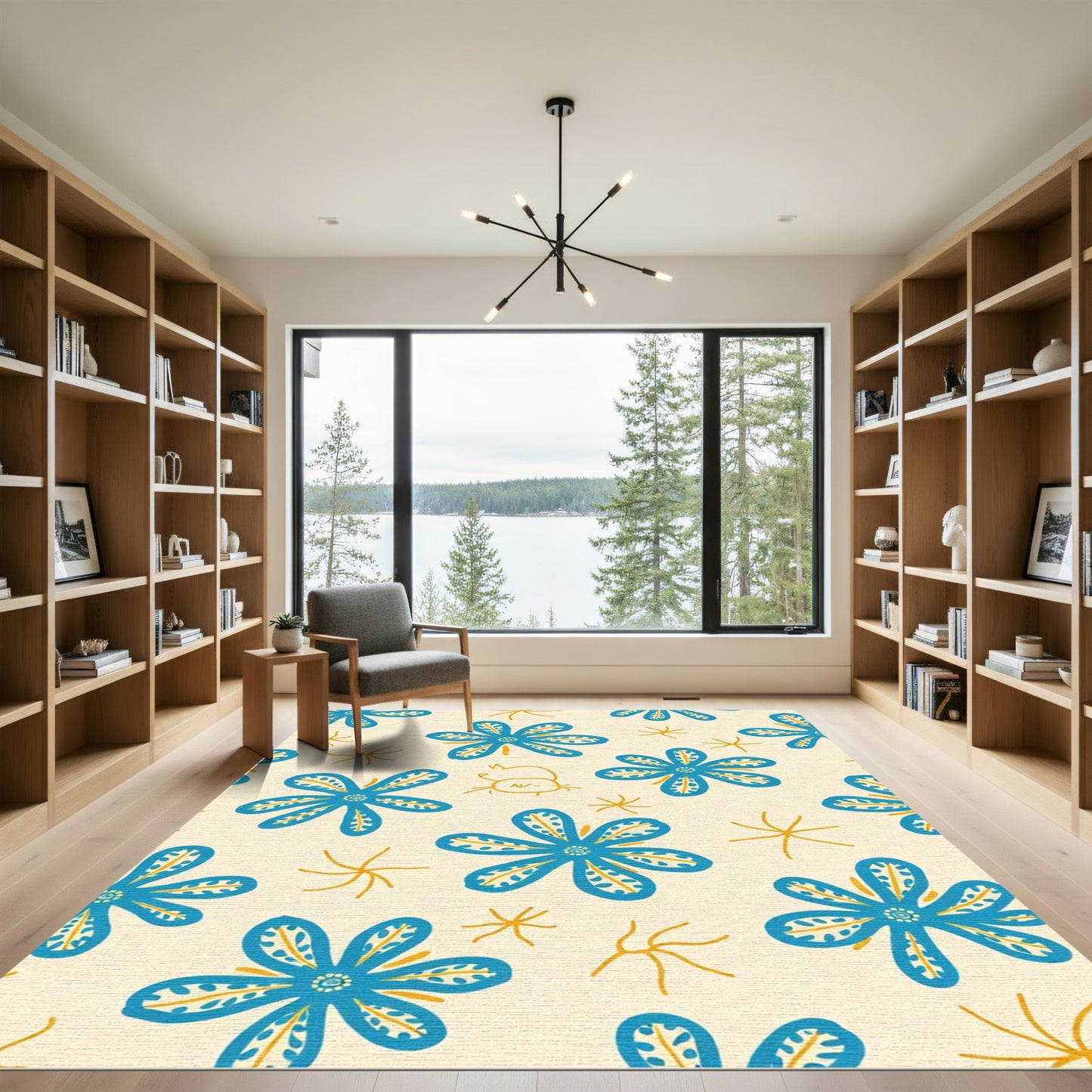 Whimsical Blue Floral Scatter Rug
