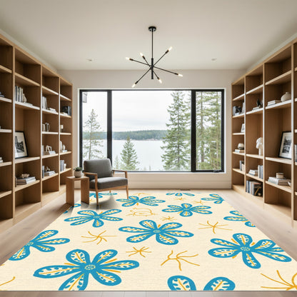 Whimsical Blue Floral Scatter Rug