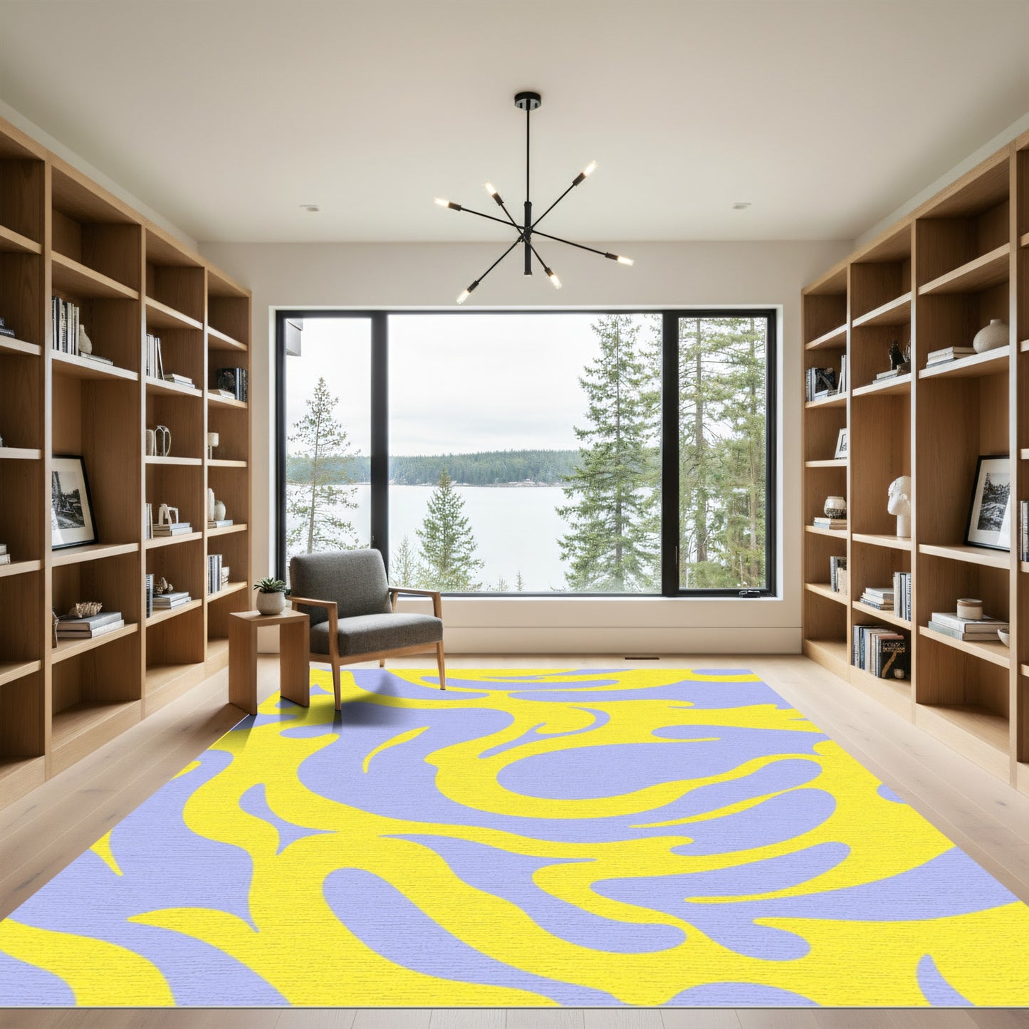 Yellow And Lavender Wavy Flow Rug