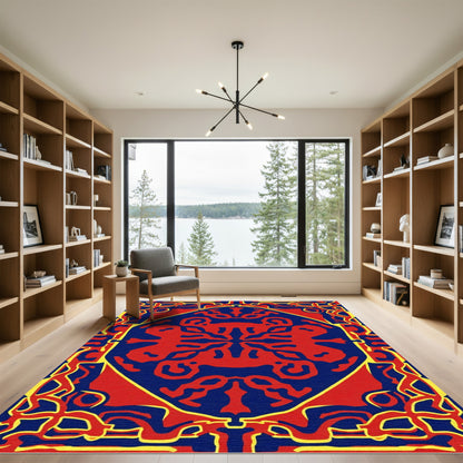 Bold Red Yellow Abstraction Rug