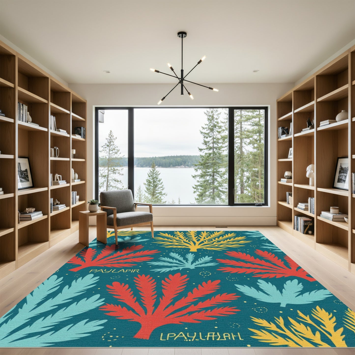 Teal Coral Botanical Garden Rug