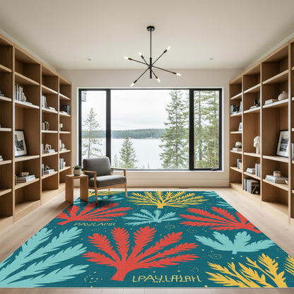 Teal Coral Botanical Garden Rug
