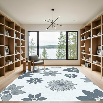 Gray Floral Scatter Meadow Rug