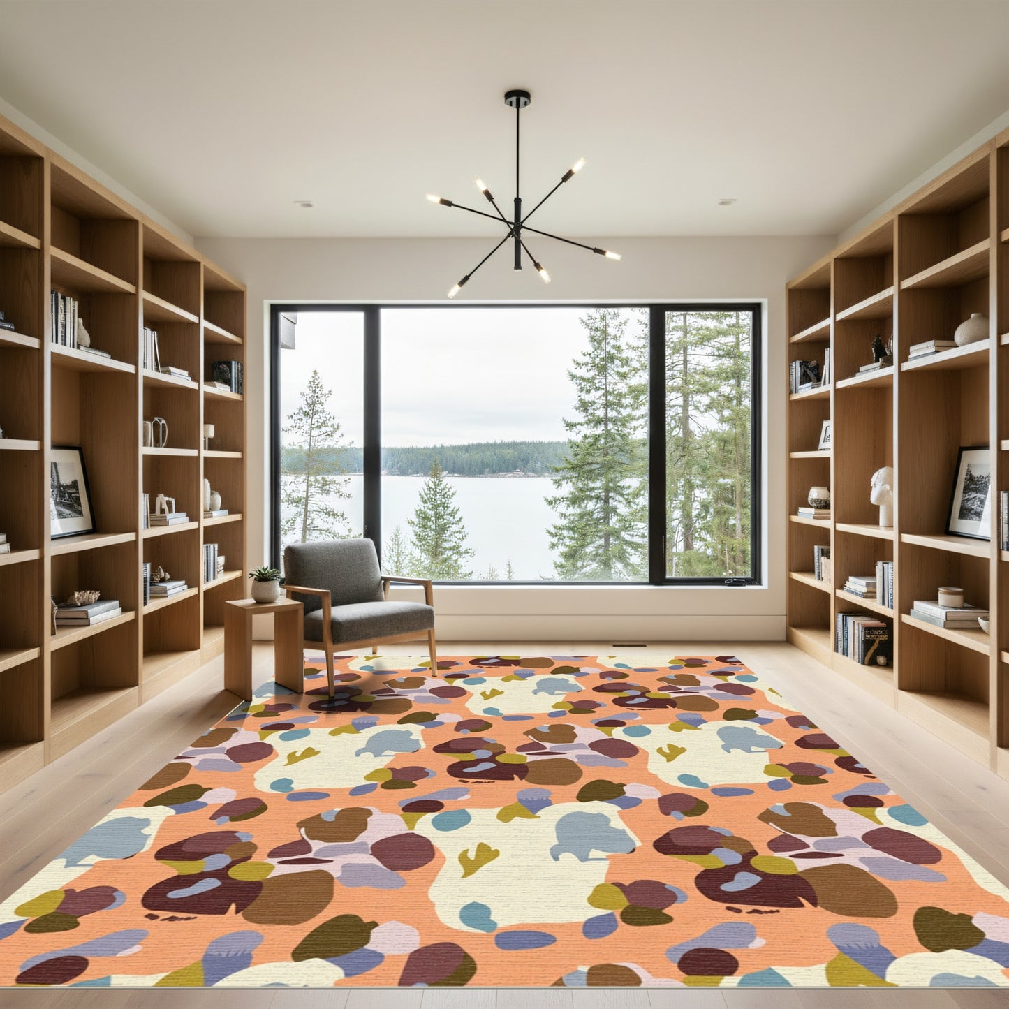 Abstract Peach Organic Blobs Rug