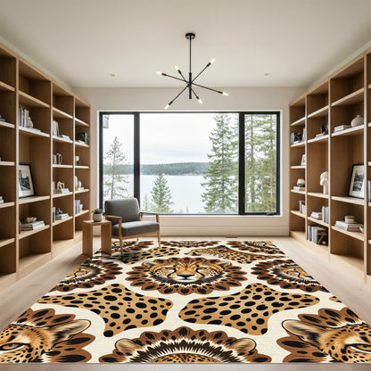 Exotic Cheetah Mane Leopard Spots Rug