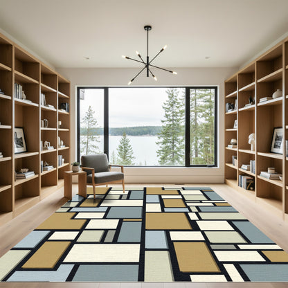 Abstract Geometric Composition Rectangles Rug