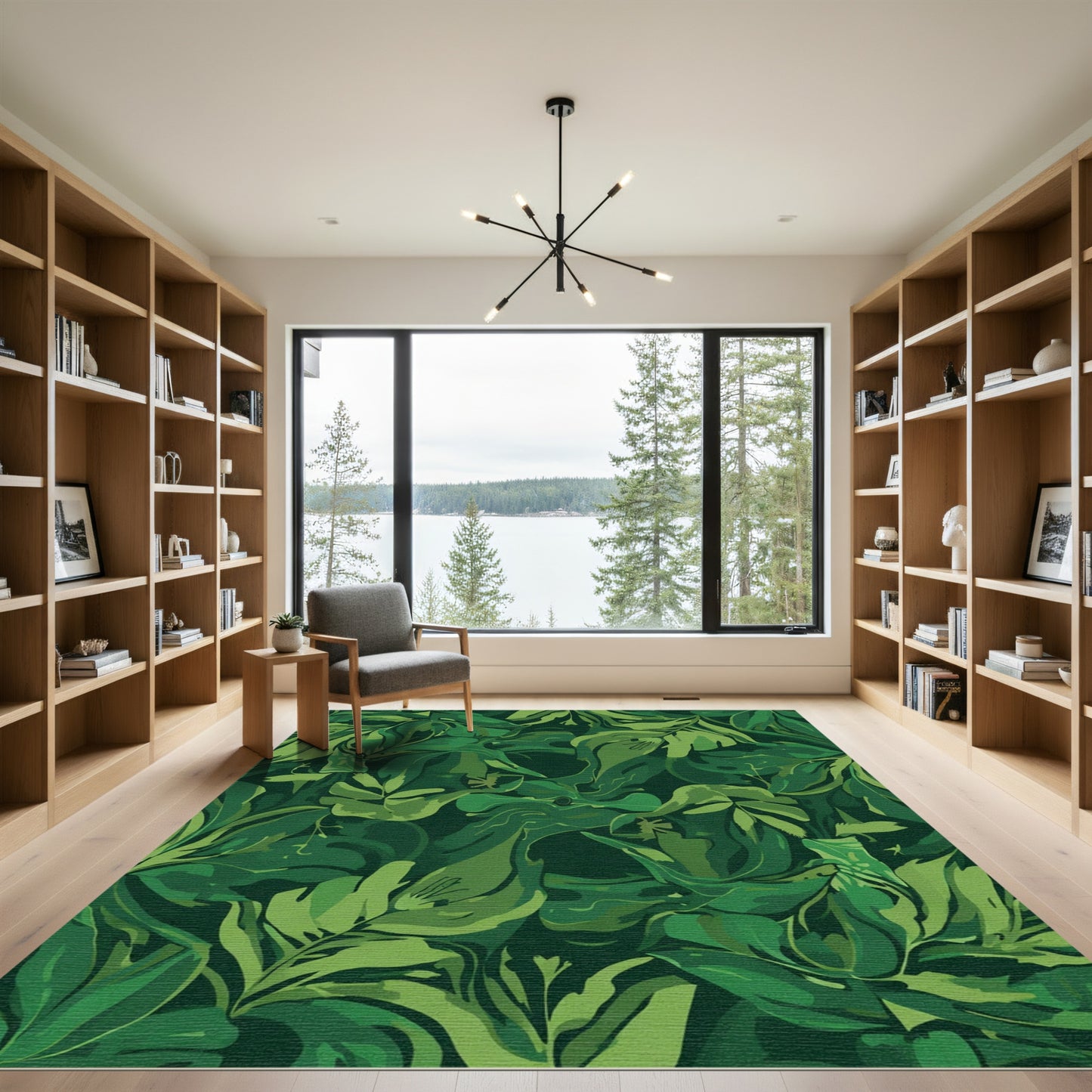 Deep Emerald Jungle Leaf Medley Rug