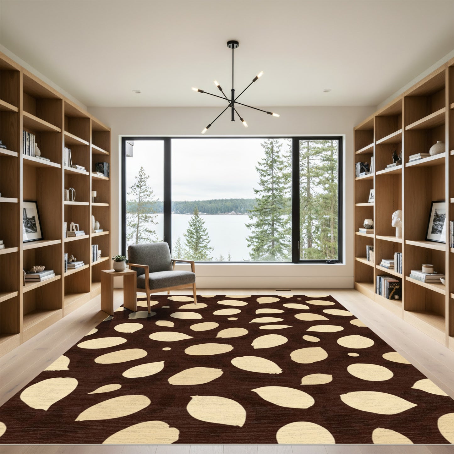Cream Petal Brown Spot Scatter Rug