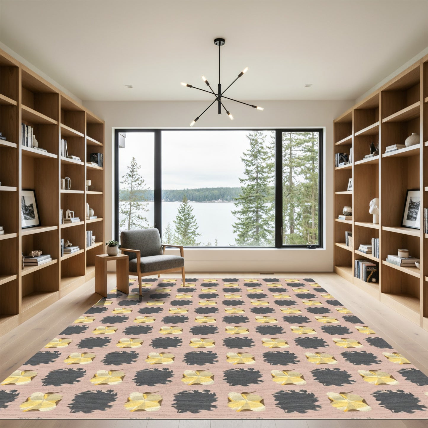Golden Starburst Tile Composition Rug