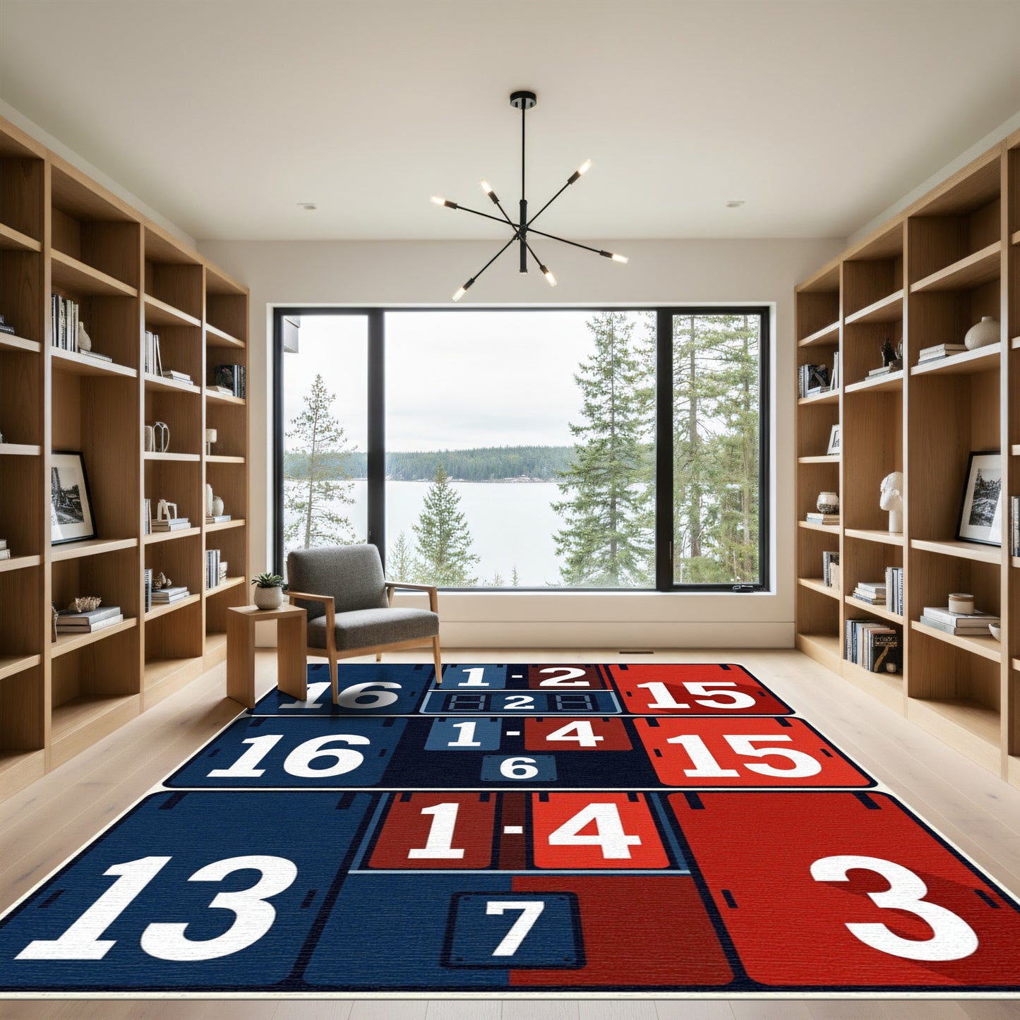 Mid Century Minimalist Scoreboard Grid Rug