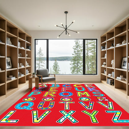 Colorful Alphabet Floral Wave Bright Rug