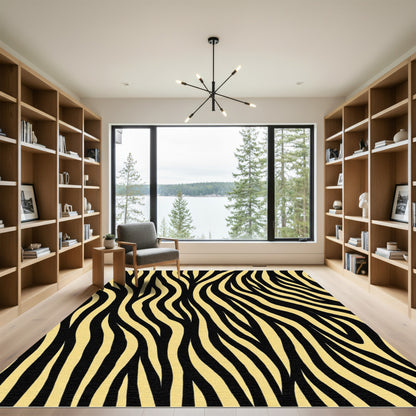 Golden Black Wild Animal Stripes Rug