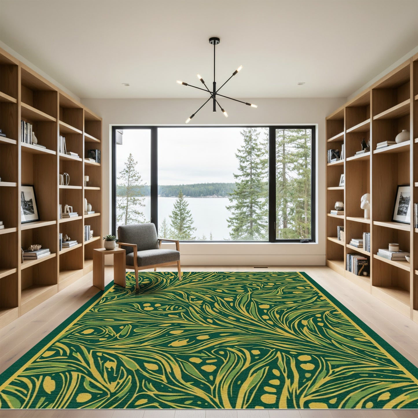 Emerald Green Abstract Vine Rug