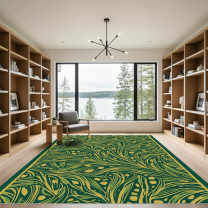 Emerald Green Abstract Vine Rug