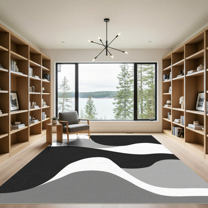 Monochromatic Abstract Organic Waves Rug