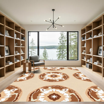 Brown and Cream Medallion Mandala Rug