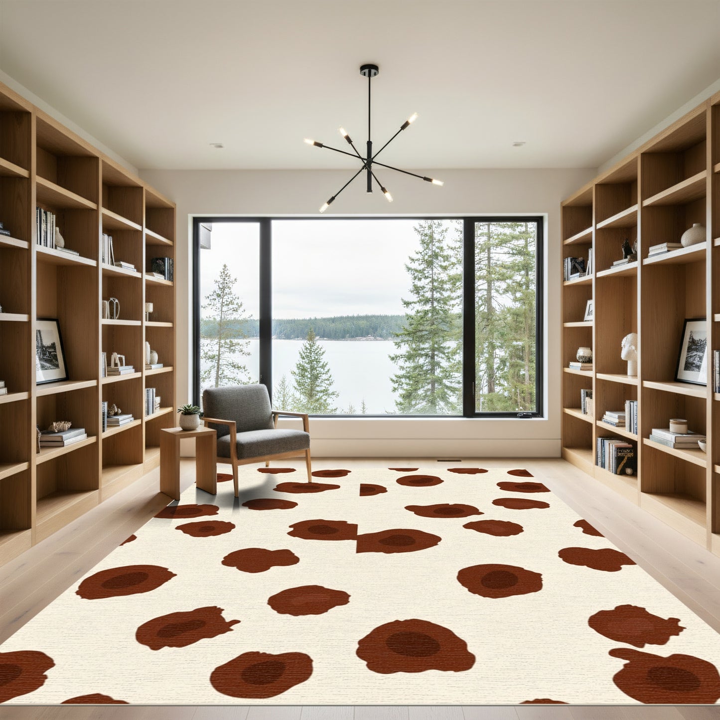Beige Brown Spotted Animal Print Rug
