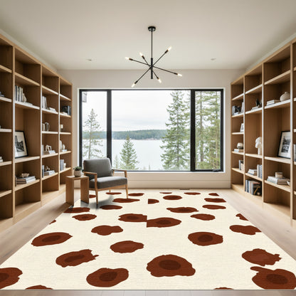 Beige Brown Spotted Animal Print Rug